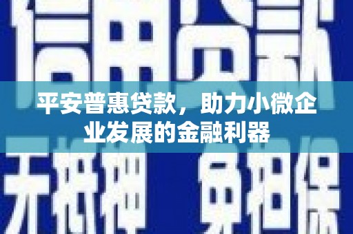 八宿平安普惠贷款，助力小微企业发展的金融利器